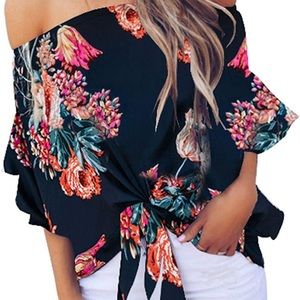 Floral Printed Off The Shoulder Top